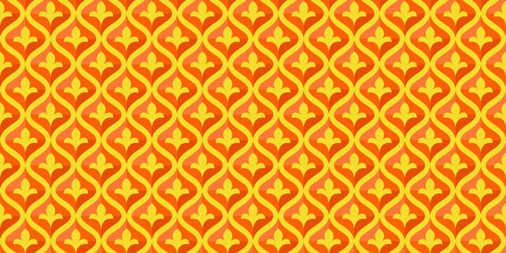 Orange 3D Geometri on a seamless ogee pattern vector suitable for decoration, wallpaper, flooring, Halloween, bedspreads and fabrics