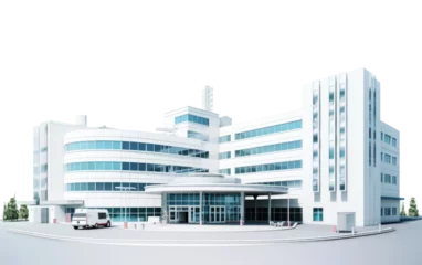 Fototapeten Medical Marvel The Impressive Structure of a Hospital Building Isolated on a Transparent Background PNG. © Haider