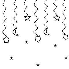 Hanging Moon and Stars. Vector Hanging Decoration