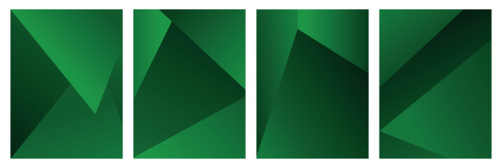 Set of green banners. Abstract geometric backgrounds, green gradient. Vector , eps 10.