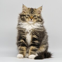 Siberian kitten on a white background