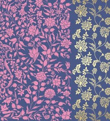 wedding card design, traditional paisley floral pattern , royal India	
