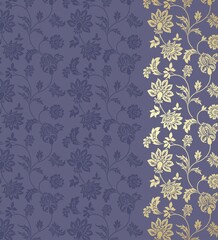 wedding card design, traditional paisley floral pattern , royal India	