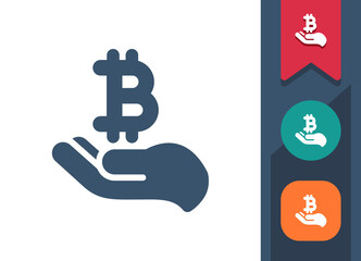 Hand, Bitcoin Icon. Donation, Buy, Pay, Loan, Cryptocurrency