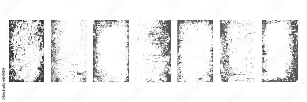 Wall mural Set grunge black and white grunge texture template. Dark dirty dust overlay background. Vector illustration