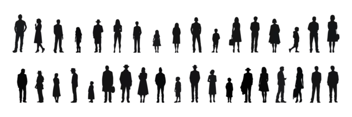 Foto op Plexiglas Large collection of silhouette concepts. Set of silhouettes of people of different ages. Vector illustration © dariachekman