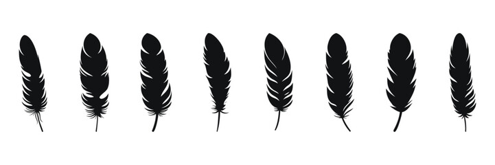 Feather Set icon, logo isolated on white background. Vector illustration