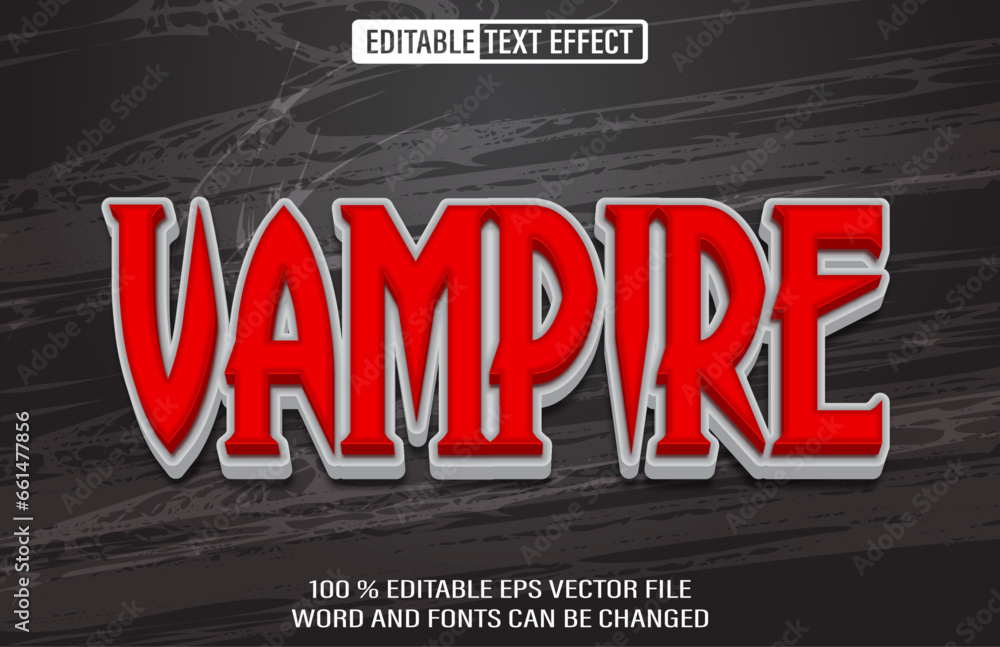 Poster editable vampire text effect 3d style template