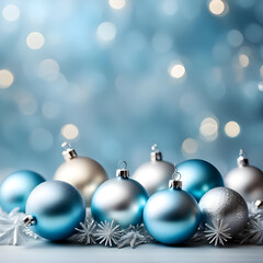 blue and silver Christmas balls