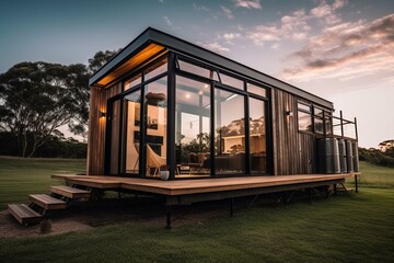 Enjoy the pinnacle of eco-luxury with our contemporary, sustainable tiny homes. Generative AI