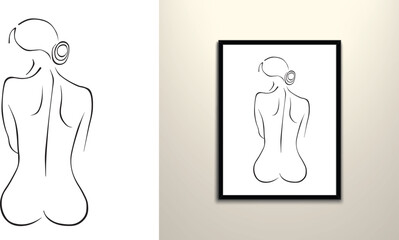 Young Women Back Nude line art