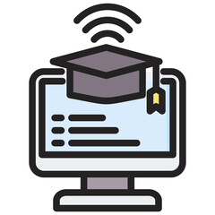 Virtual Learning Outline Color Icon