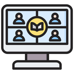 Virtual Classroom Outline Color Icon