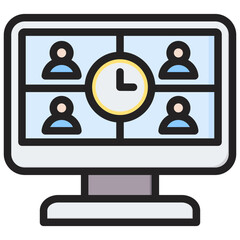 Synchronous Learning Outline Color Icon