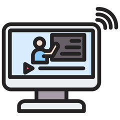 Online Tutorials Outline Color Icon
