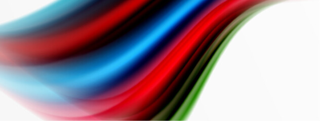 Rainbow color silk blurred wavy line background on white, luxuriously vibrant visually captivating backdrop. Stunning blend of colors reminiscent of rainbow, silky and gracefully blurred wavy pattern