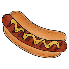 hot dog with mustard