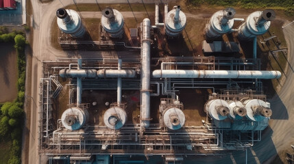 Aerial view of natural gas pipeline and infrastucture