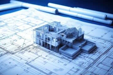 Schematic Architectural plan. Building house design. Generate Ai