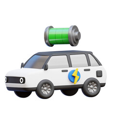 Electric Car 3D Icon Illustration