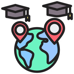 Geographic Area Outline Color Icon