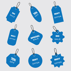 blue discount label with various shape - Vector