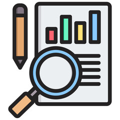 Analytical Research Outline Color Icon