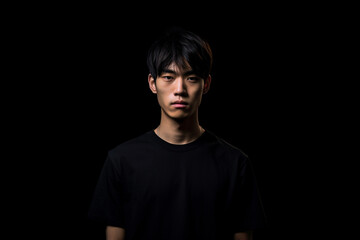 Obraz premium Asian man on black background