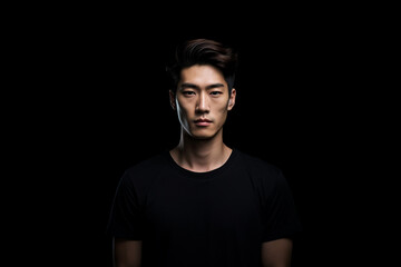 Fototapeta premium Asian man on black background