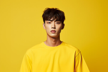 Asian man on yellow background