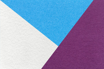 Texture of craft white, blue and violet color paper background, macro. Vintage purple abstract cardboard