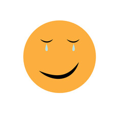 Crying emoji face flat style icon.