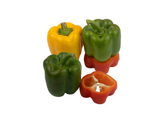 Cut Slices Of Red And Yellow, Green Sweet Bell Pepper