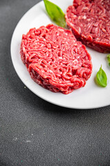 raw cutlet fresh beef meat hamburger delicious healthy eating cooking appetizer meal food snack on...