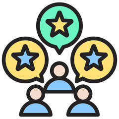 Customer Review Outline Color Icon