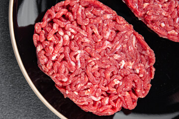 raw cutlet fresh beef meat hamburger delicious healthy eating cooking appetizer meal food snack on the table copy space