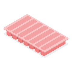 3D Isometric Flat Vector Set of Ice Cubes for Cocktails, Plastic Trays. Item 3
