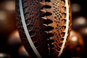 Close-up view of a rugby ball. Generative AI