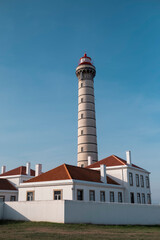 The Leca Lighthouse on the Atlantic coast in Matosinhos, Portugal..