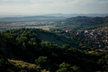 View of the houses in the medieval village of Monsanto, Portugal, from the top of the castle wall.