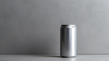 3d Mokup of soda or beer can on surface isolated on grey background - obrazy, fototapety, plakaty