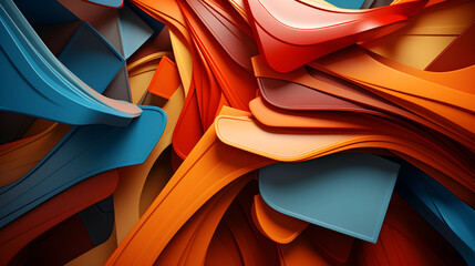 Abstract colorful background of different layered 3D shapes
