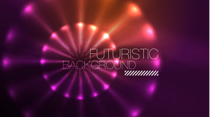 Circles with bright neon shiny light effects, abstract background wallpaper design