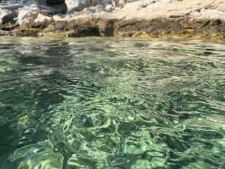 Clear water along the shore