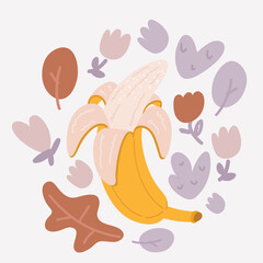 Vector illustration of hand wholding a banana. I