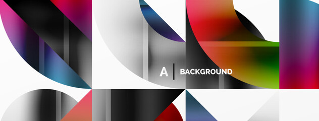 Minimalistic elegance shines through in this metallic background, showcasing composition of circles and triangles, creating geometric masterpiece