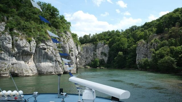 Kelheim, Danube river cruise, rocky river banks 