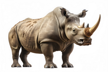 rhinoceros png ,side view of rhino isolated on transparent background ,generative ai