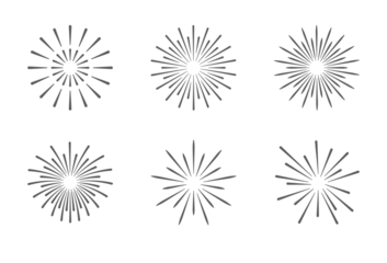 Foto op Plexiglas Set of fireworks isolated on a white background. Firework simple black line. Vector illustration object. © Phruetthiphong