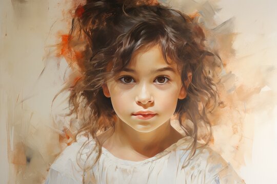 Potential-filled Canvas unfinished paint child girl. Painter hobby. Generate Ai